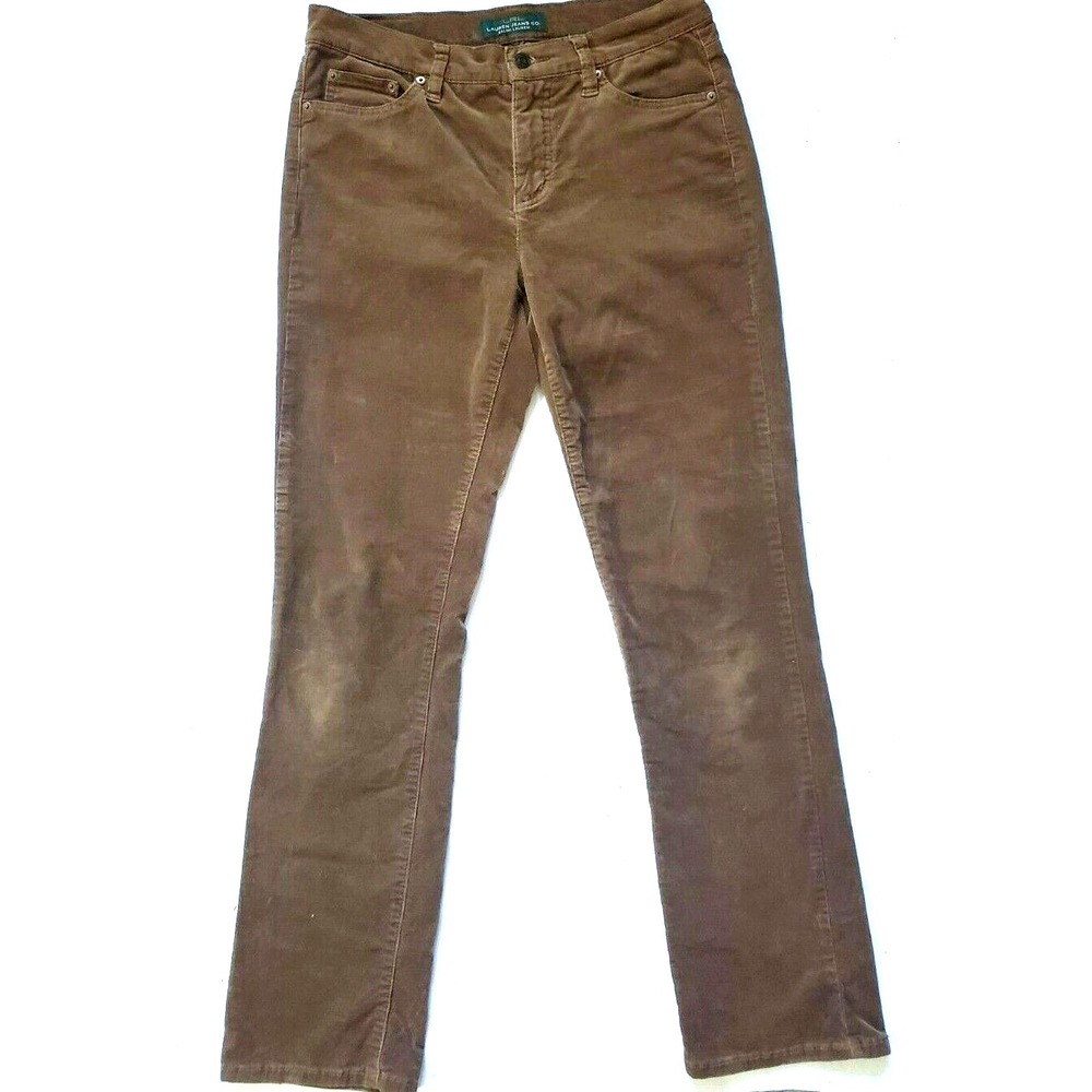 Lauren Ralph Lauren Classic Corduroy Pants Women's Size 8 Brown Stretch Straight